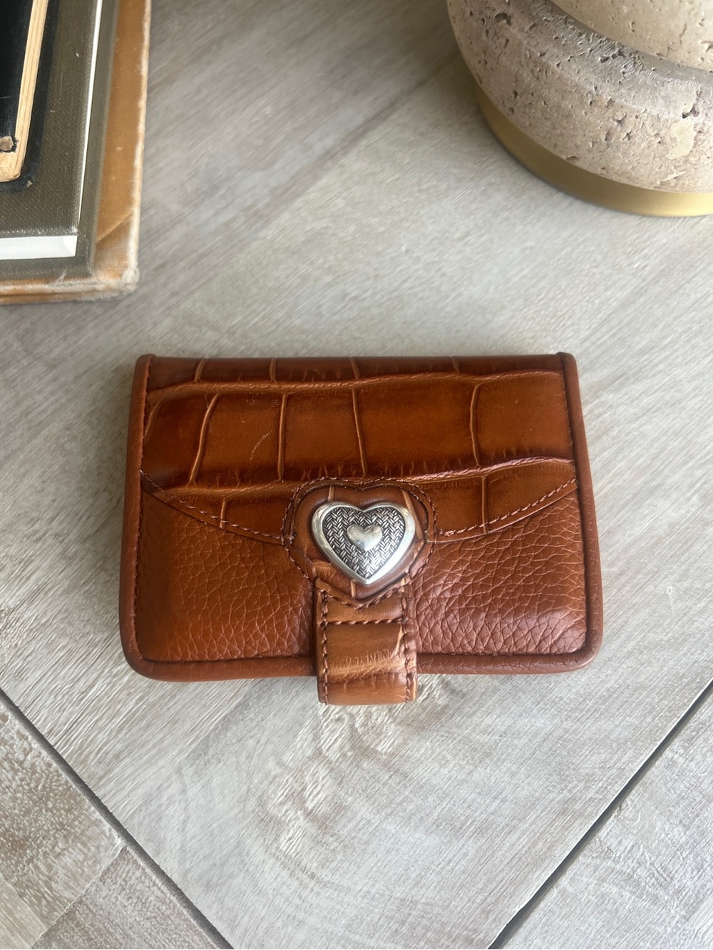 Brighton Brown Leather Heart-Accent Wallet